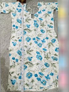 Beautiful White And Blue Kurta Churidaar Suit Set