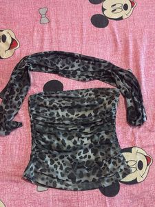 Leopard Print Strapless Top