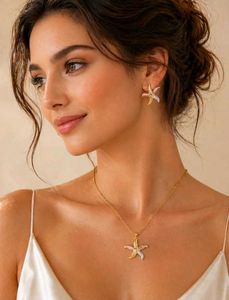 3-Tone Starfish Necklace &amp; Earring Set