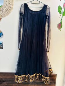 Vintage Black Anarkali Gold Embellishments
