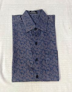 Stylish Men's Blue Paisley Print Shirt