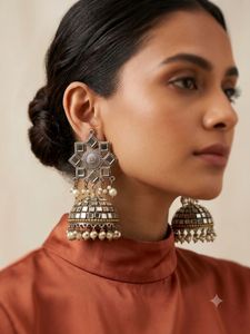 Designer Mirror Jhumka Earrings