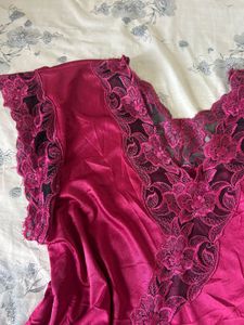 Elegant Satin Nightgown with Lace Trim