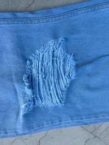 Light Wash Ripped Wide Leg Jeans