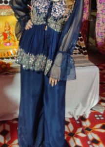 Navy Blue Embroidered Blouse
