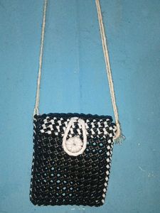 Stylish Black & White Beaded Bag