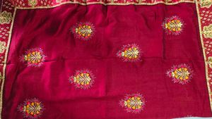 Maroon Embroidered Silk Saree