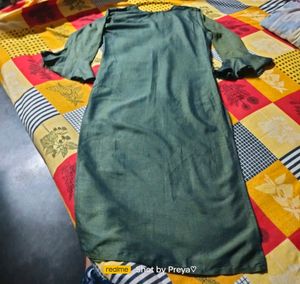 Straight Kurti Ruffle Sleeves Mirror Work