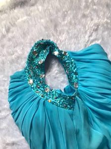 One shoulder Beaded Turquoise Gown