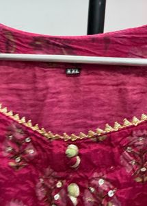 Beautiful Pink Floral Kurta Set with dupatta