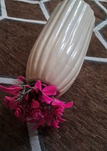 Elegant Ceramic Vase with Floral Accent