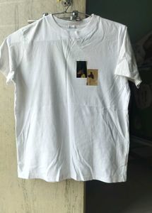 White T-Shirt with Abstract Deer Graphic