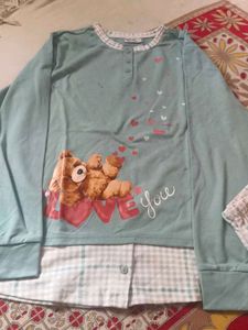 Cute woolen Bear Print Pajama Set