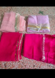 4 Red &amp; Pink Colour Unstitched Blouse Piece