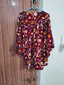 Maroon Floral Print Top