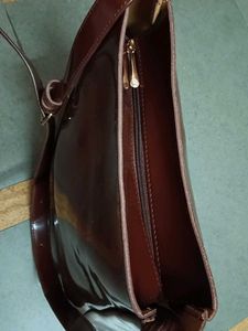 Stylish Brown Patent Leather Hobo Bag