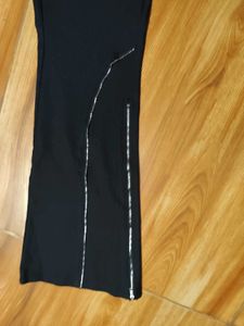 Black Flared Punk Pants with Zippers