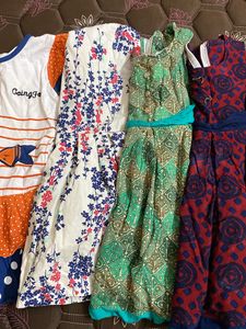 Combo Of 4 Used Cotton Frocks