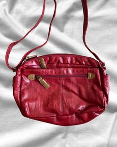 vintage Red Leather Shoulder Bag