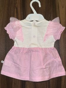 Pink Teddy Bear Baby Girl Frock | Cute Ruffle Slee