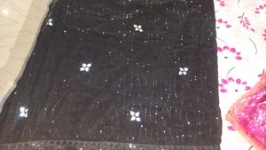 Elegant Black Sequined Saree