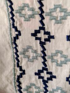 Embroidered White Cotton Top