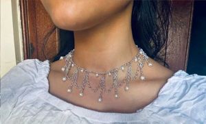 Elegant Pearl & Chain Choker Necklace