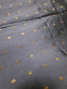 Elegant Grey Kurta with Gold Polka Dots