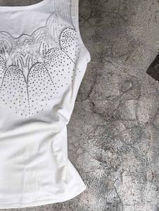 White Embellished Sleeveless Top