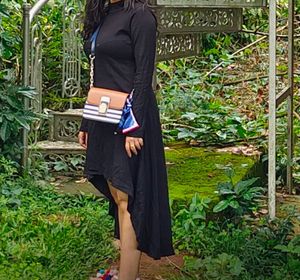 Black Asymmetrical Midi Dress