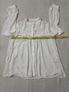 Sheer White Swiss Dot Blouse
