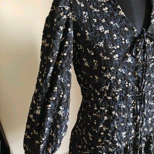 Black floral print dress