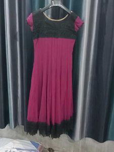 Elegant Maroon &amp; Black Dress