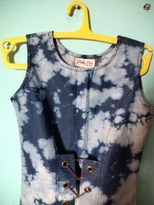 Tie-Dye Lace-Up Mini Dress