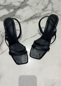 Square Toe Strappy Leather Heels