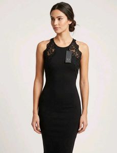 New AX PARIS Elegant Black Lace Trimmed Dress