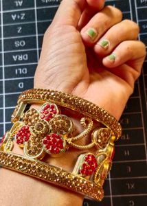 Exquisite Red &amp; Gold Crystal Bangles💛❤️