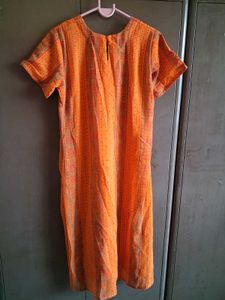 Vibrant Orange Printed Kurta Set