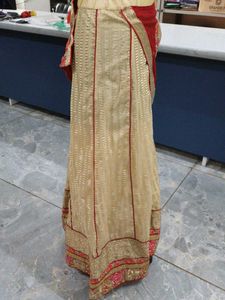 Elegant Cream &amp; Red Lehenga only, not choli