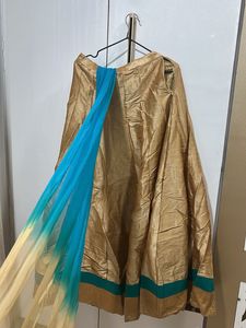 Teal &amp; Gold Embroidered Lehenga Choli
