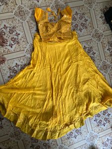 New Fresh Yellow Embroidered Lehenga Choli Set