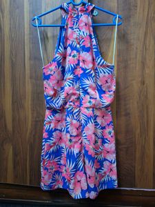 Vibrant Floral Halter Neck Dress