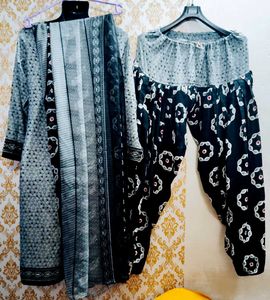 Designer Crap Kurta Salwar With Dupatta