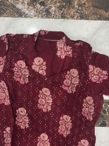 Maroon Floral Kurta Set