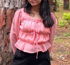 Chic Peach Peplum Blouse