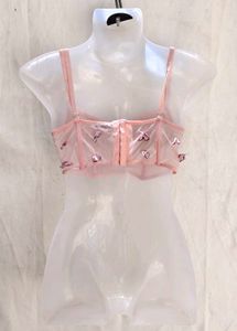22286. Sheer Butterfly Crop Top