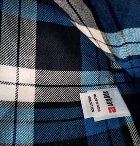 SPYKAR Men's Blue Plaid Flannel Shirt