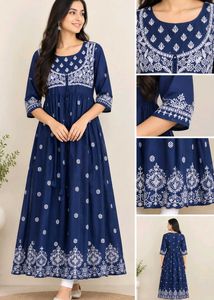 Elegant Navy Blue Embroidered Kurta