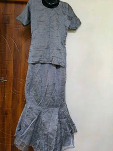 Grey Textured lehnga choli