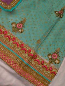 Embellished Teal pakistani suit